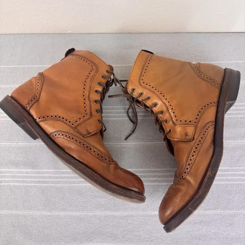 Allen Edmonds Dalton Wingtip Brogue Dress Boot Lace Up Leather Walnut Brown 12 D